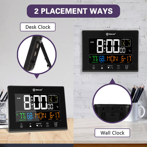 Adjustable brightness on the Geevon clock for day and night comfort