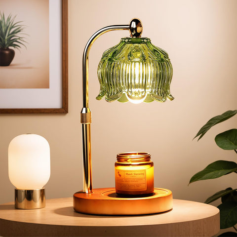 Geezo fragrance candle warmer lamp base and shade for flame-free fragrance experience