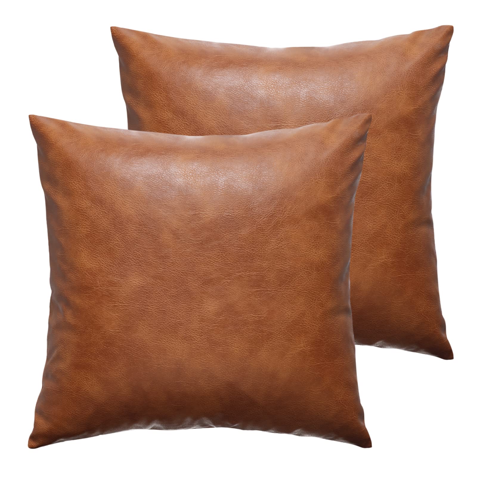 GEGELICA faux leather pillow cover 18x18 brown front view soft texture for cozy decor