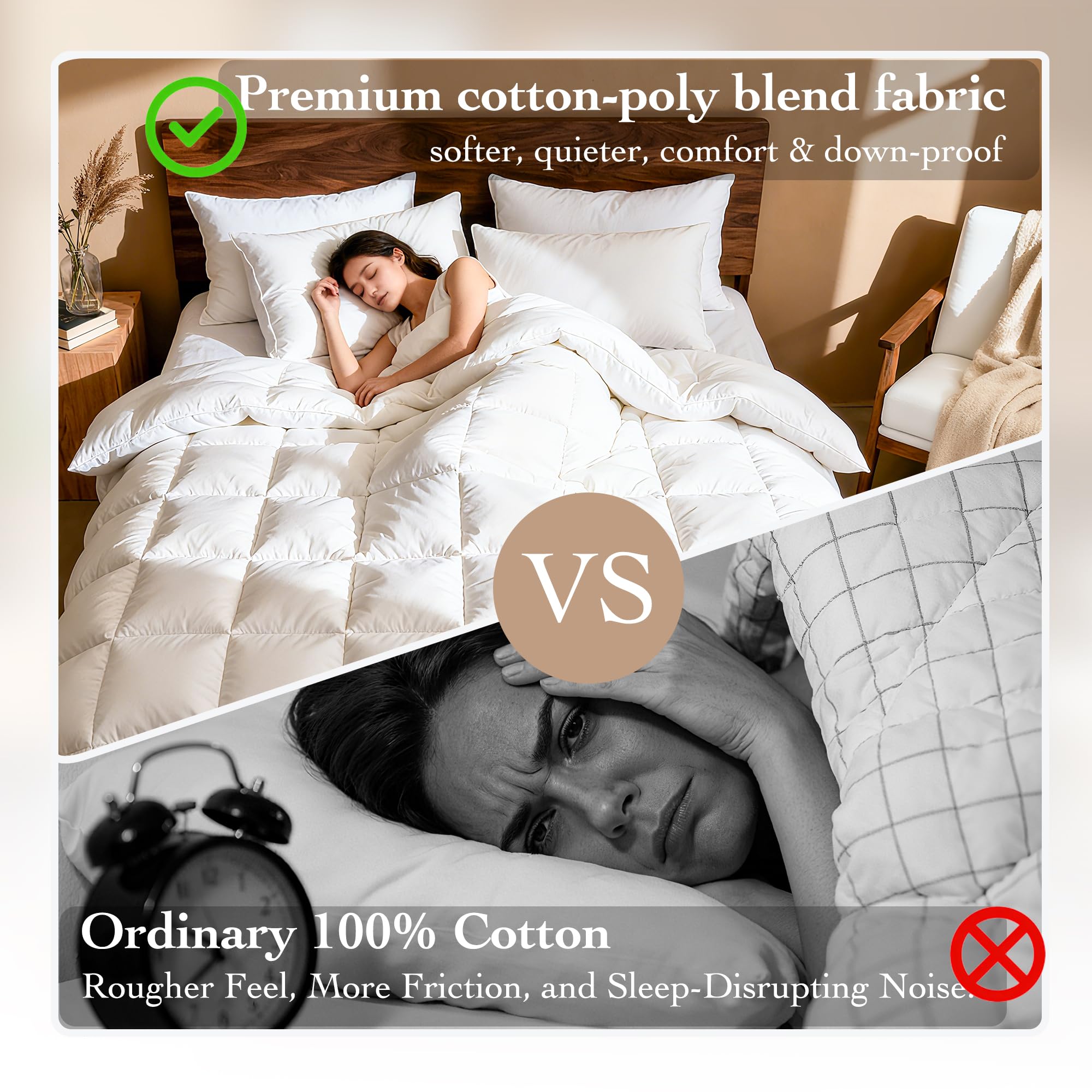 Gehtmnl goose down fiber comforter queen edge stitching showcases durability and refined finish