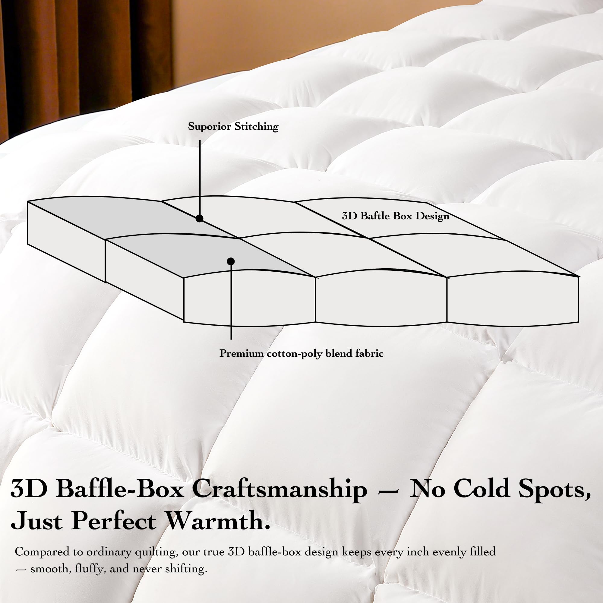 Gehtmnl goose down fiber comforter queen packaged presentation hints premium hotel-grade comfort