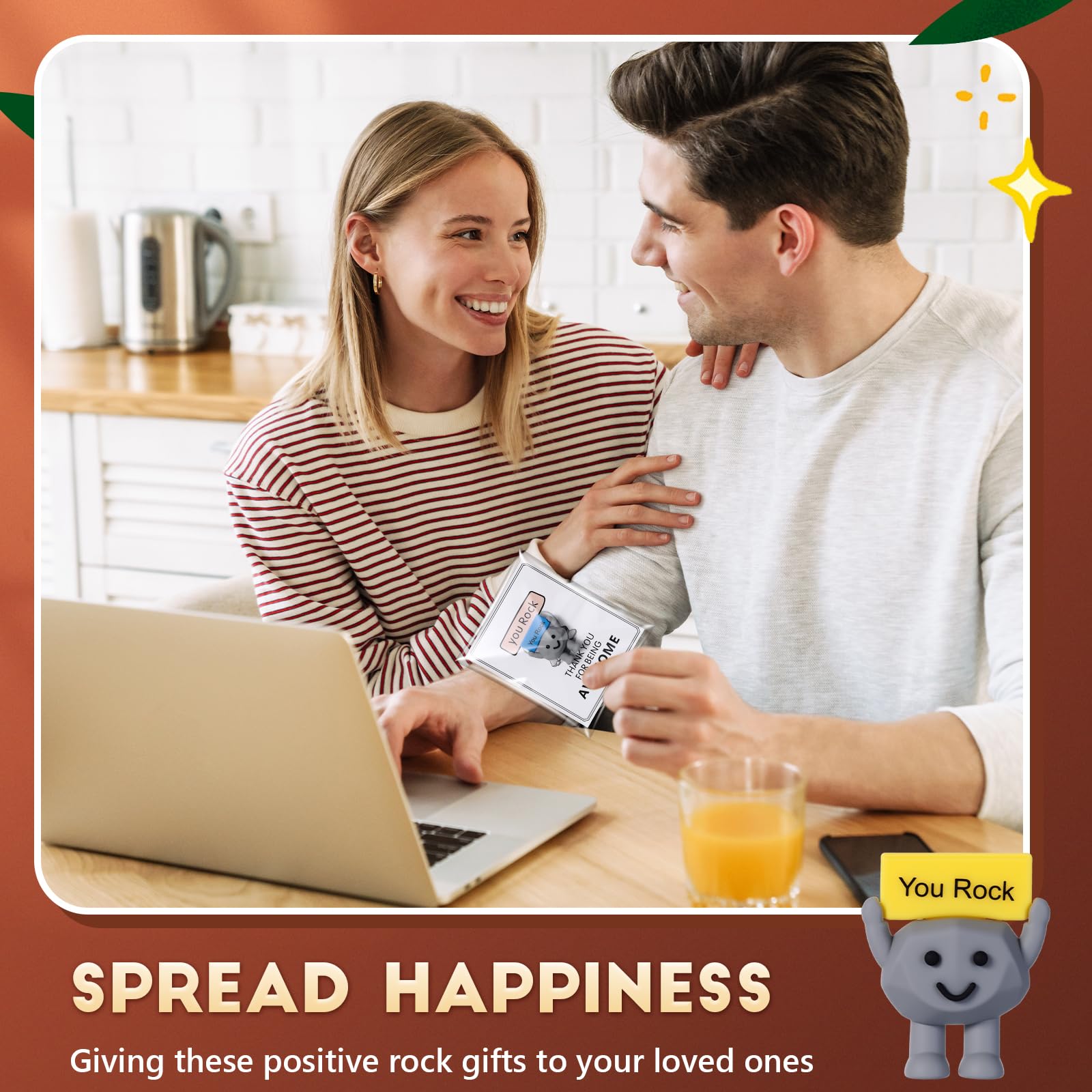 Gejoy brown rock appreciation gift brightens desks and break rooms.