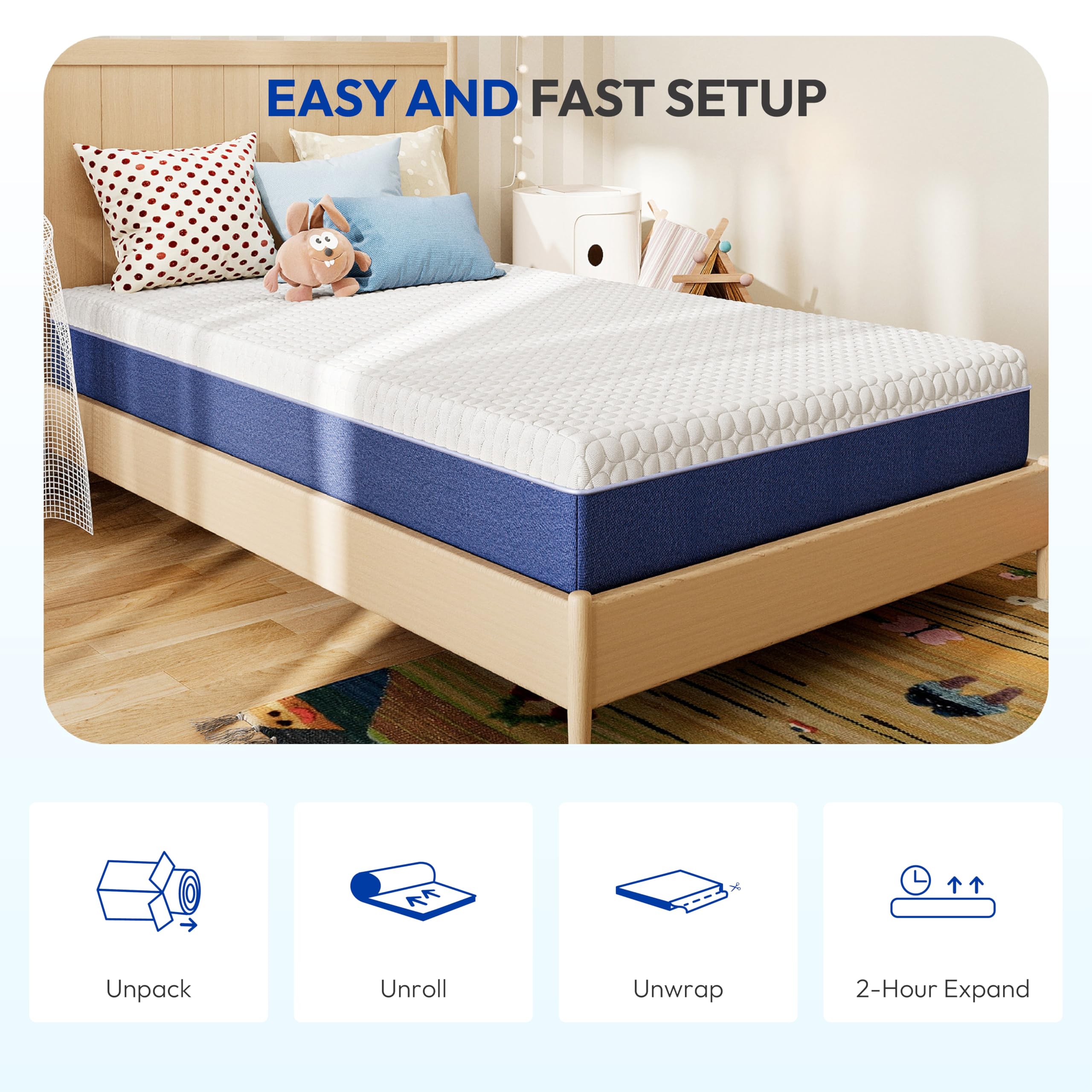 Gelsea compatible with box springs, slatted platforms, and adjustable bases.