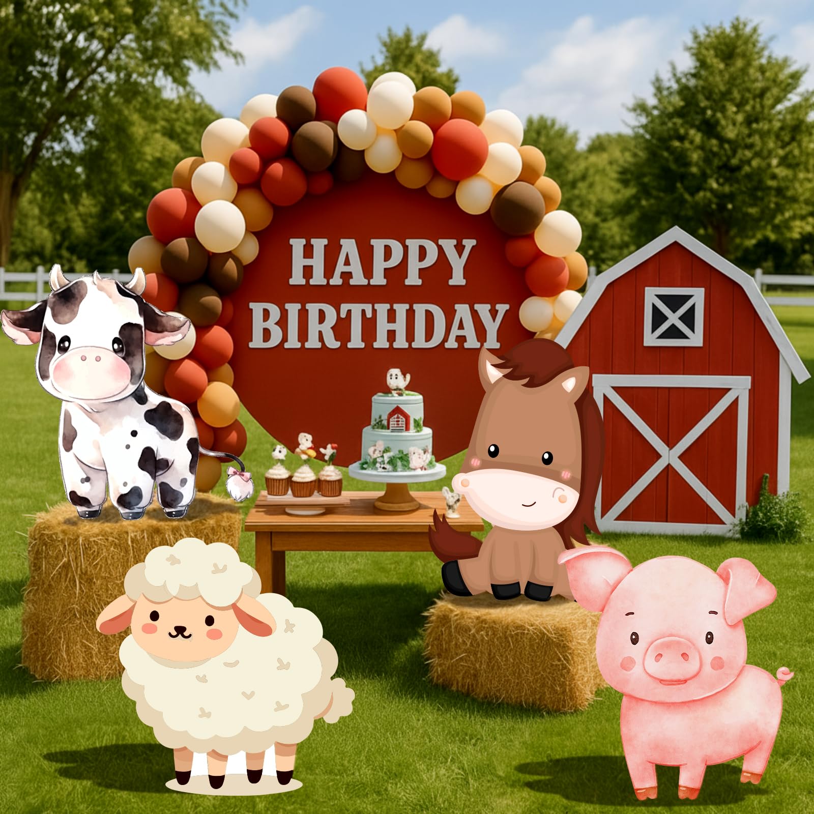 Gemscream sheep backdrop 22x22 brightens birthday decor