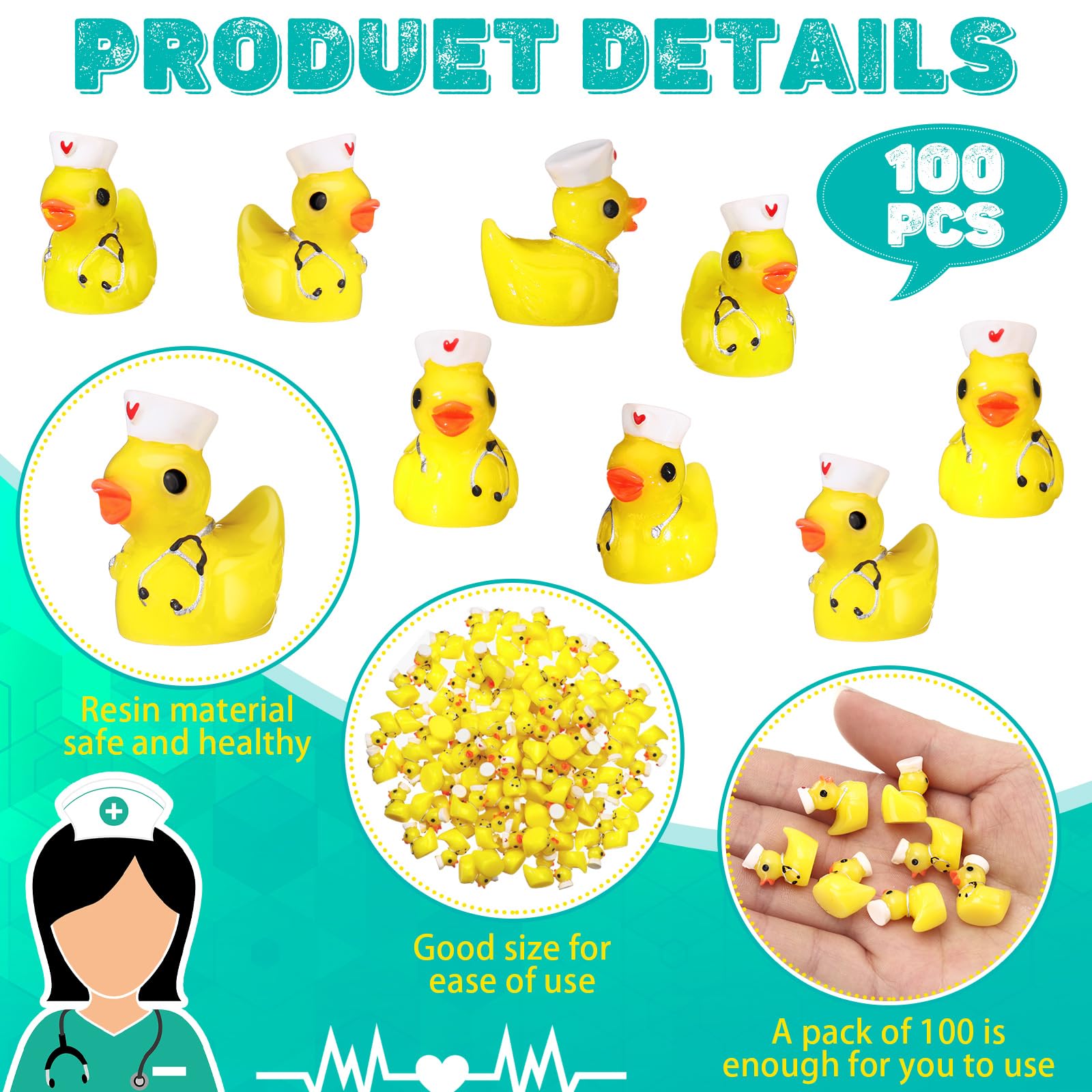 Gemscream stethoscope duck miniature adds playful nursing-themed charm.