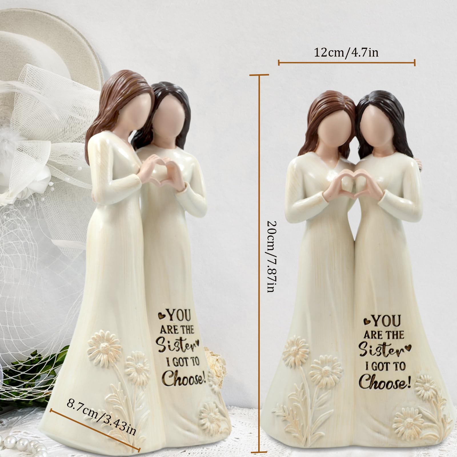 GemsLives engraved quote figurine with 'You Are the Sister I Got To Choose'.
