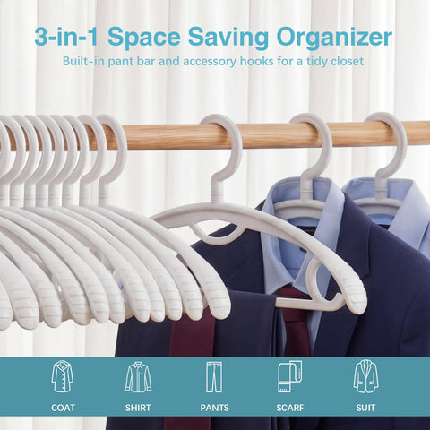 GEMWONDER pack of 10 hangers helps maximize closet space.