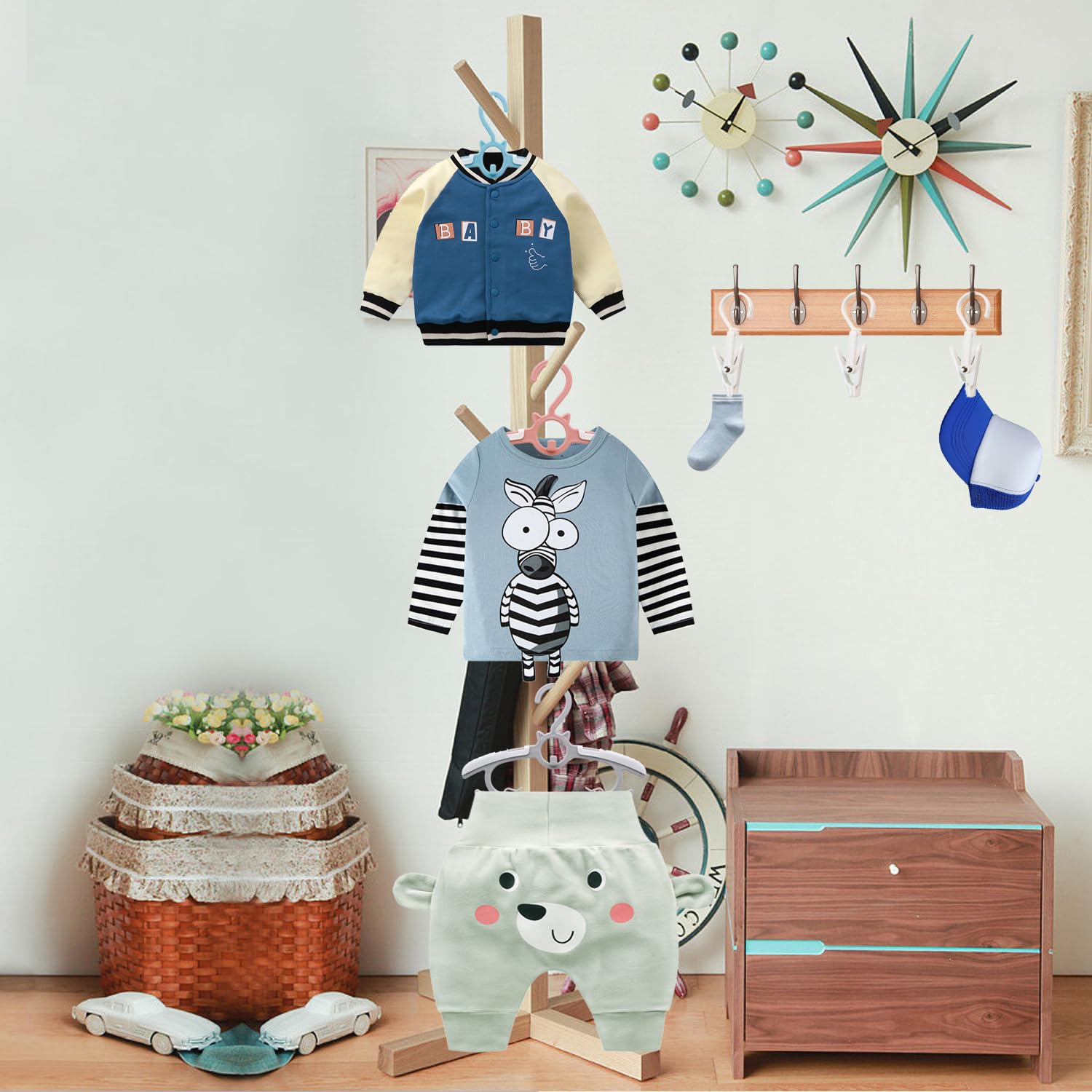 Gencuoir space-saving hangers maximize small nursery closets with slim profiles.