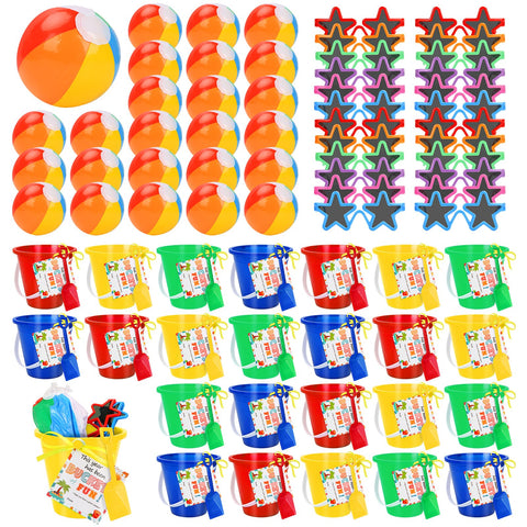 Generic 24-set colorful sand buckets with shovels for end-of-year gifts.