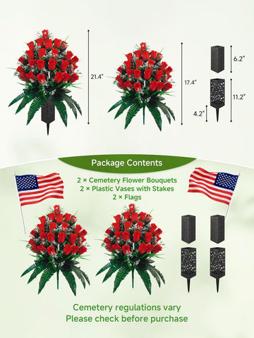 Generic 24-stem red roses with baby’s breath for outdoor memorial.