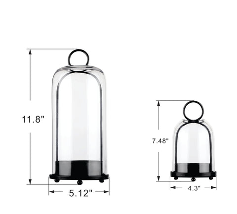 Generic 4-wide black candle holder with glass dome for small spaces