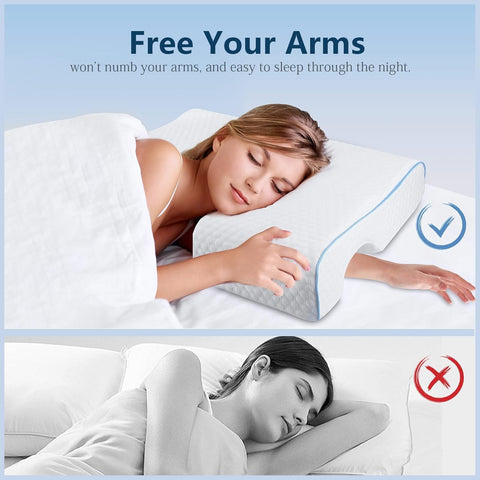 Generic arched pillow designed for couples to cuddle without neck strain