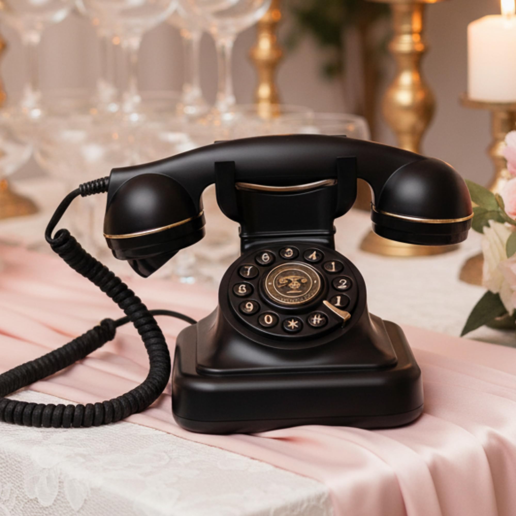 Generic Audio Guest Book wedding phone captures heartfelt messages in a vintage device.