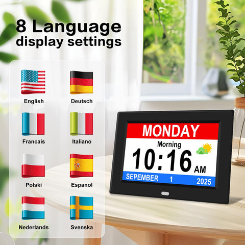 Auto-dimming display brightness for comfortable day and night viewing.