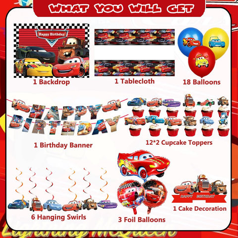 Generic car-themed backdrop ideal for kid's birthday party photos