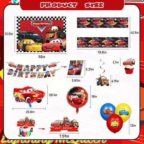 Generic car party balloons set adds color and photo-ready decoration