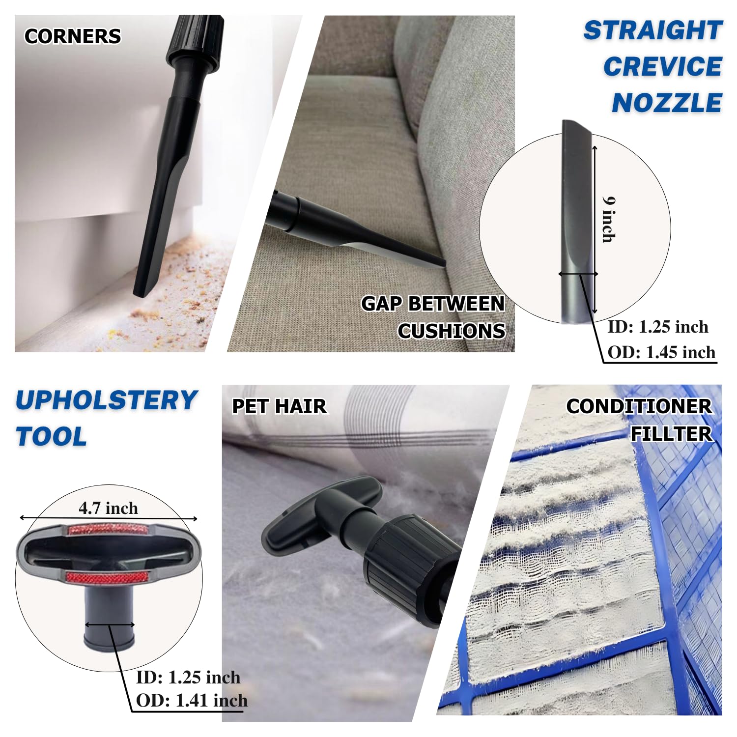 Generic brush-and-nozzle combo tool for efficient dusting.