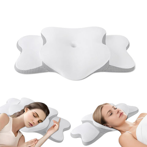 Generic Cervical Neck Pillow side view shows alignment for side sleepers.