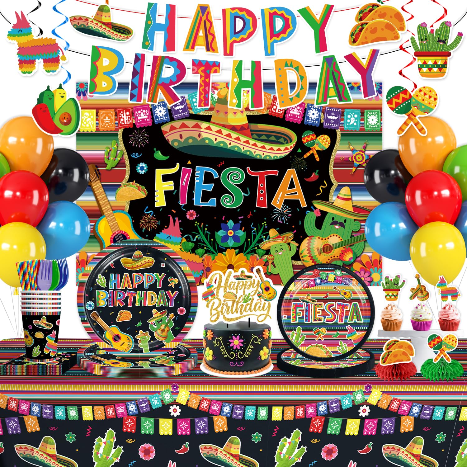 Generic Cinco De Mayo banner backdrop for festive Mexican birthday celebrations.