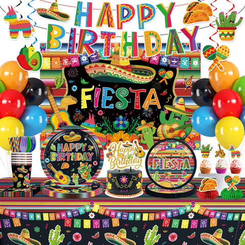 Generic Cinco De Mayo banner backdrop for festive Mexican birthday celebrations.