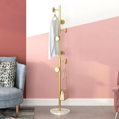 Generic coat rack with freestanding marble base for stable daily storage