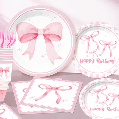 Generic Coquette pink bow napkins complete the coordinated look.