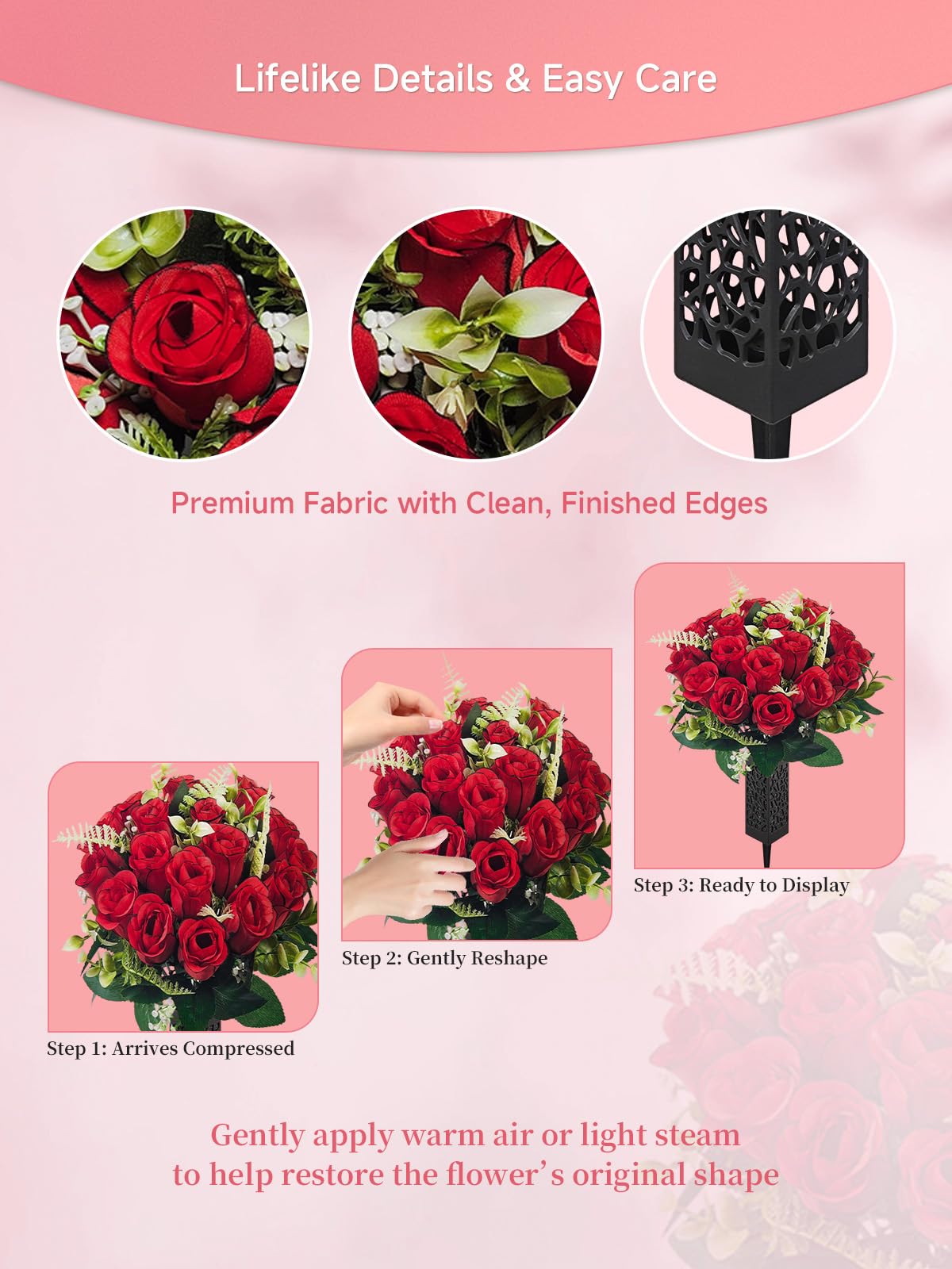 Generic easy-setup artificial flowers for quick memorial displays