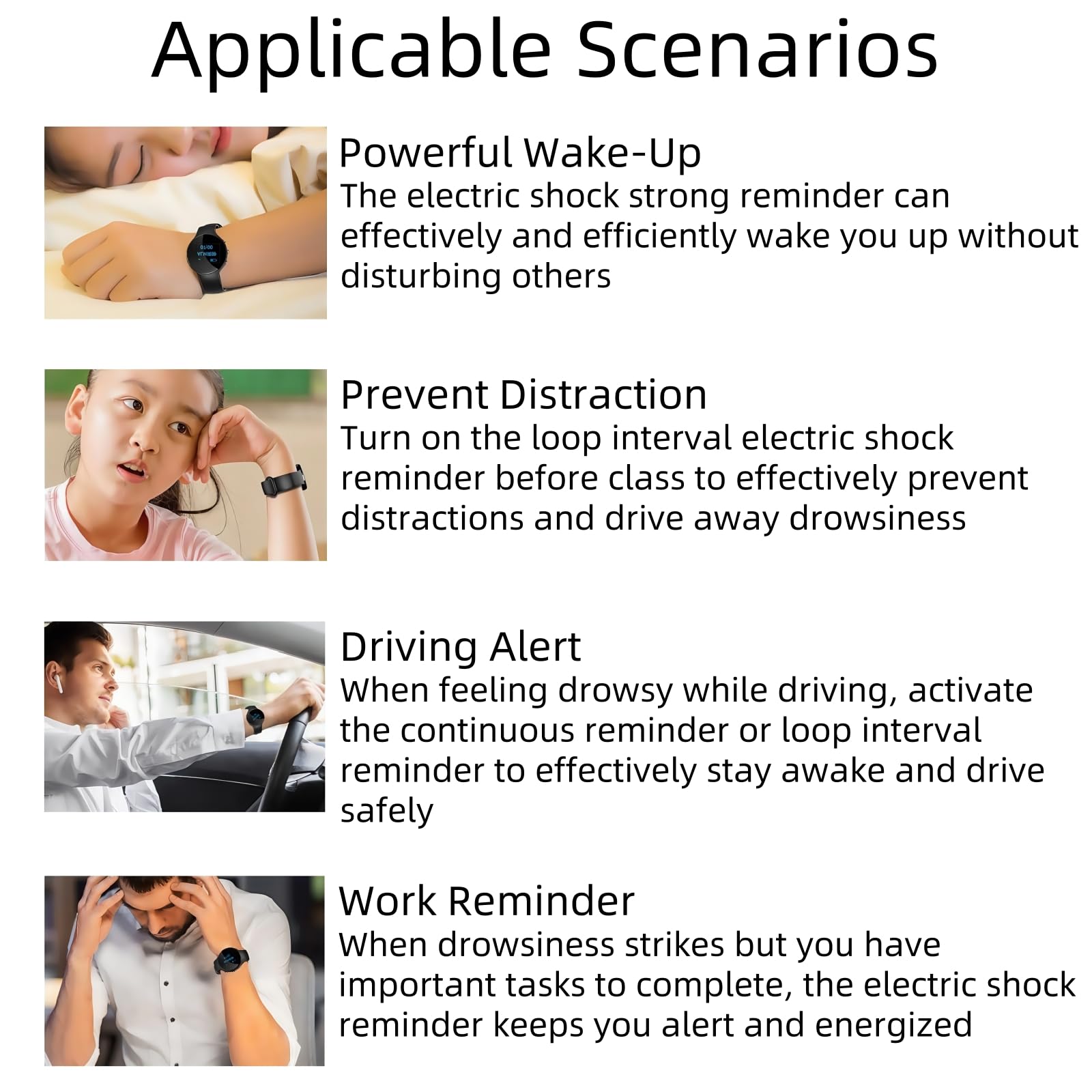 Generic Electric Shock Alarm Clock pulse feature visual demonstrates strong wake cue