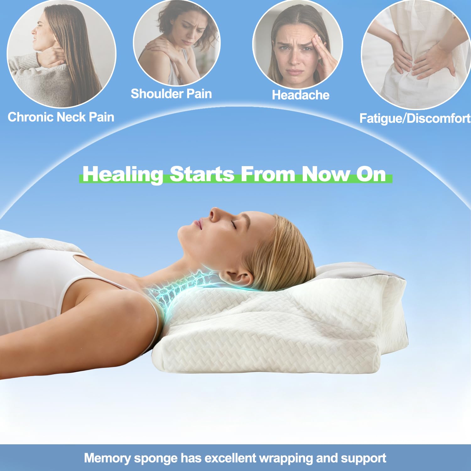 Adjustable-height feature of Generic Ergo Cervical Neck Pillow for personalized comfort.