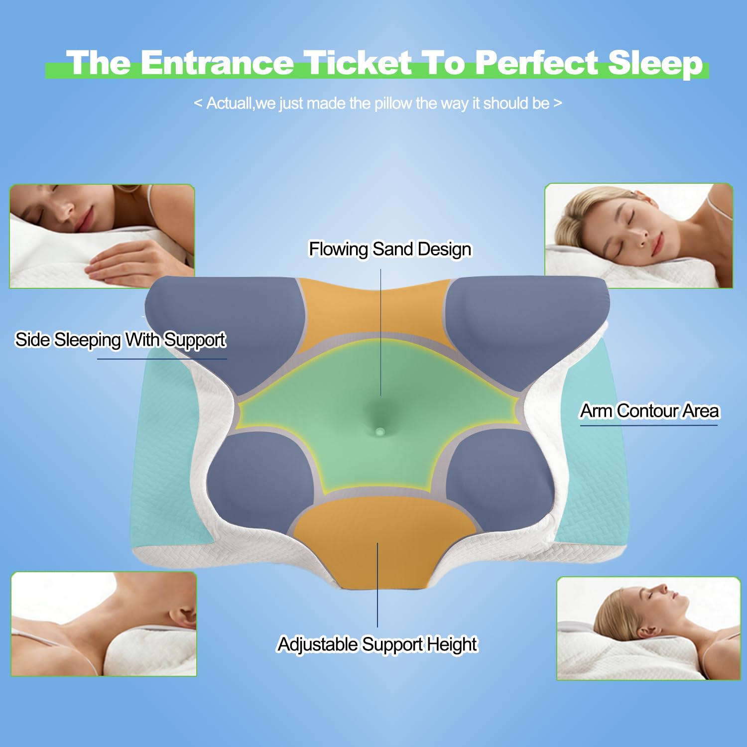 Breathable, odorless cover on Generic Ergo Cervical Neck Pillow keeps sleep cool.