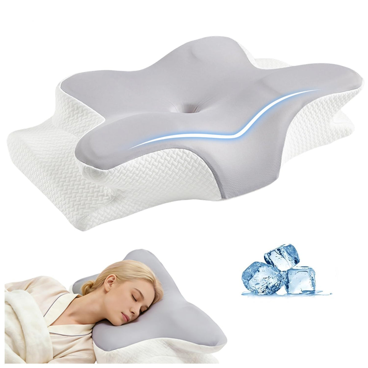 Generic Ergo Cervical Neck Pillow overview highlighting cloud-soft comfort and support.