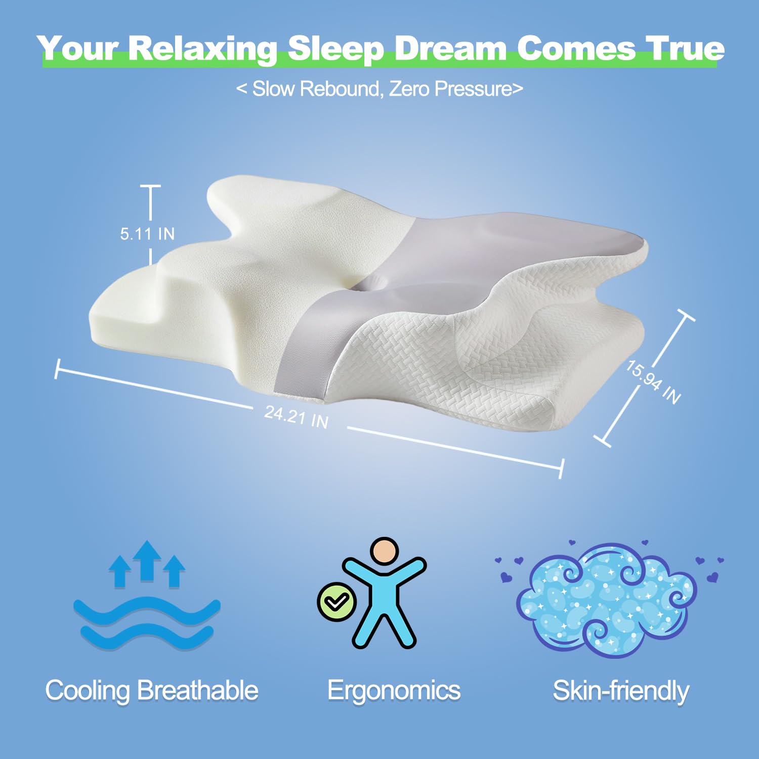 Side sleepers use the loft on Generic Ergo Cervical Neck Pillow for better alignment.