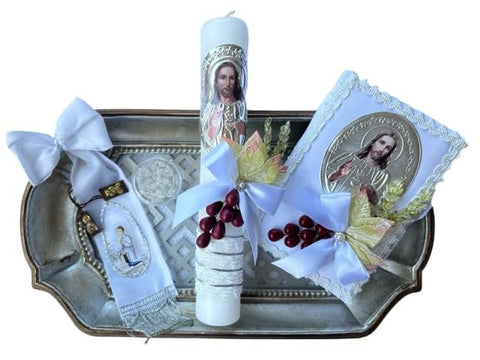 Generic first communion candle with Jesus image for a meaningful ceremony