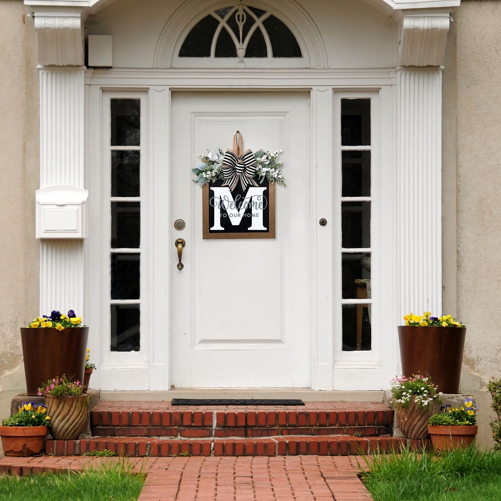 Generic 14-inch wreath bow detail adds festive texture to any entrance