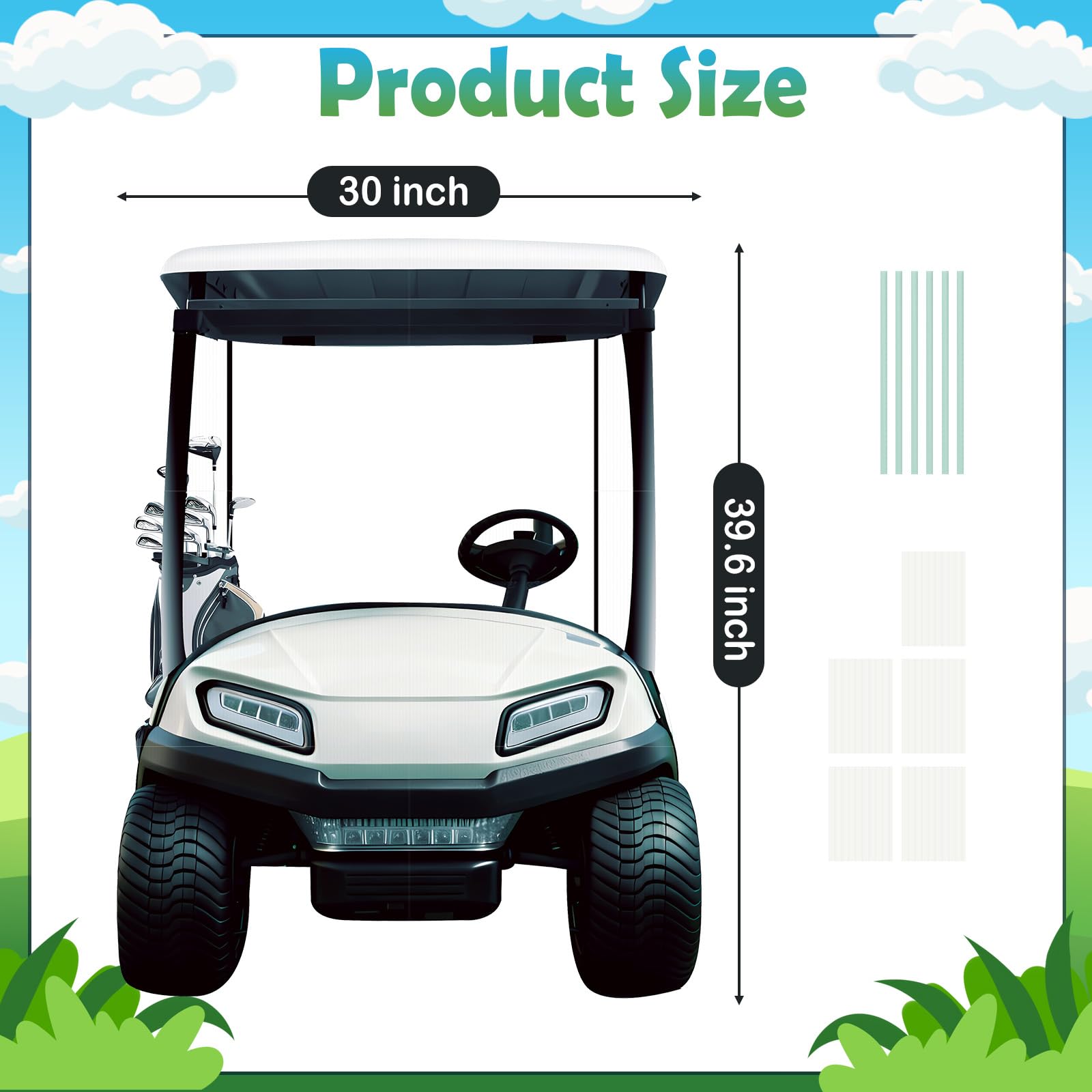 Generic Golf Cart Cutout Standee close-up print highlights realism and vibrant colors.