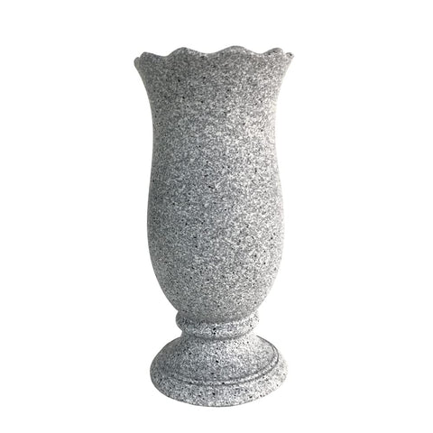 Generic grave vase with ground spikes for stable outdoor placement.