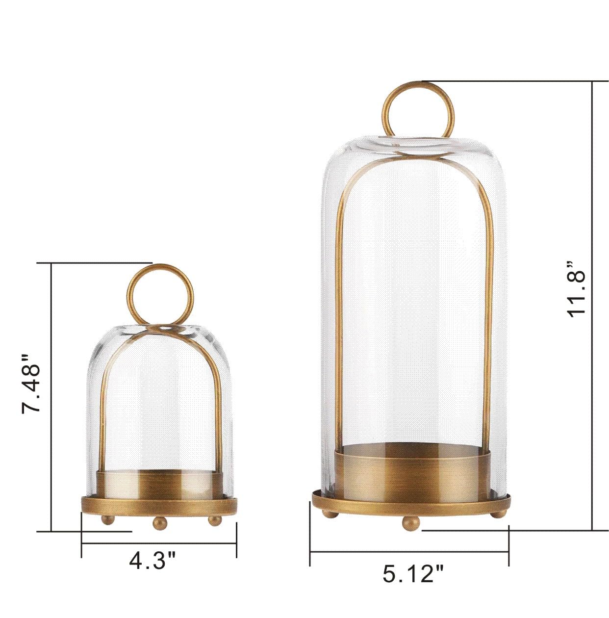 Generic brass candle holder features a handmade glass dome for durable display.