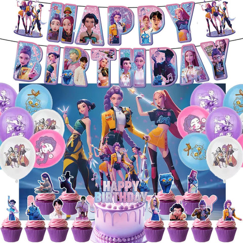Generic Happy Birthday Banner Style A with pink letters for classroom celebrations.