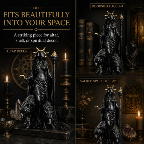 Generic Hecate statue in detailed resin highlight rich colors and texture.