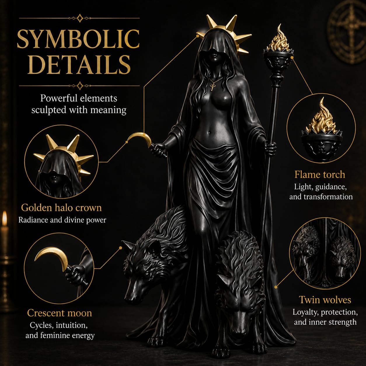 Generic Hecate statue with highly detailed Greek goddess face for myth lovers.
