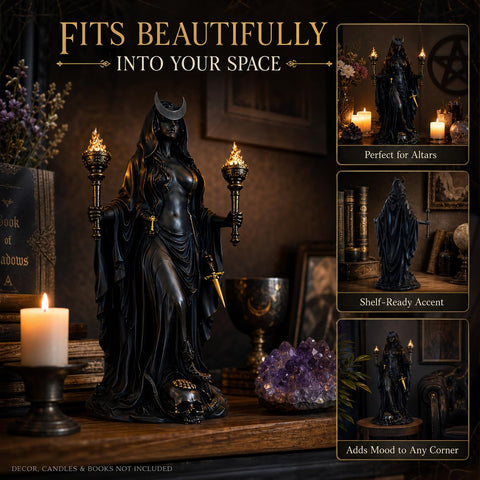 Generic Hecate resin sculpture highlights fine detailing for collectors.