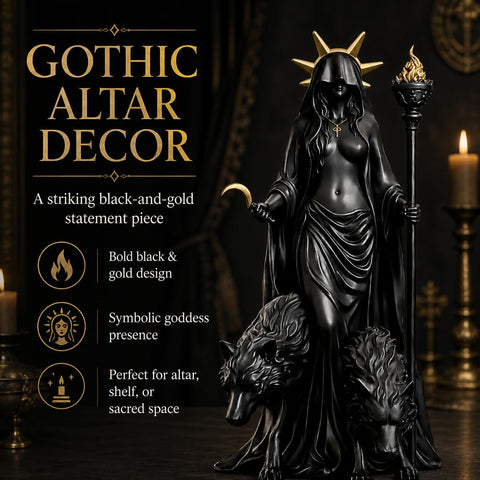 Generic Hecate statue portraying the underworld goddess fits display cabinets.