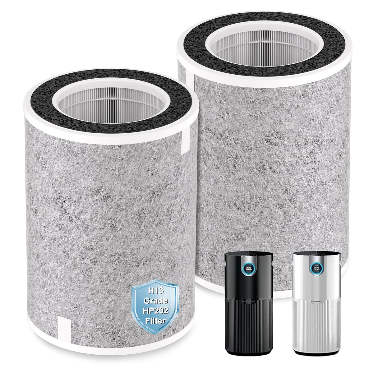 Generic HP202 replacement filter with outside pre-filter traps hair and lint for cleaner air.