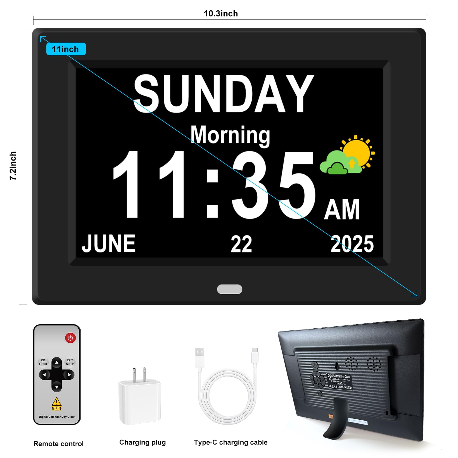 Generic IPS display with wide viewing angle for easy room reading.
