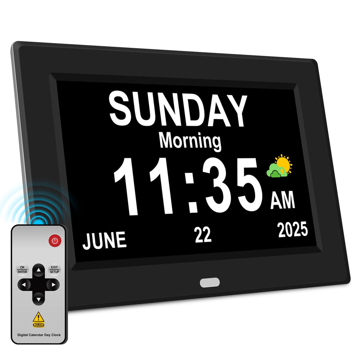 Generic large-display alarm clock with clear digits for seniors.