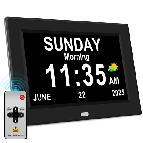 Generic large-display alarm clock with clear digits for seniors.