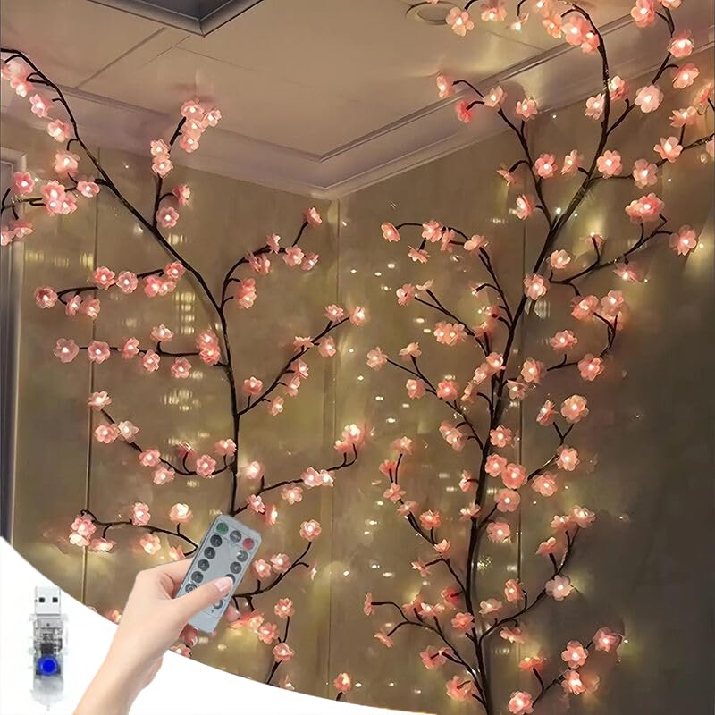 Generic LED Tree Branch Lights on a wall, 3.94 ft length, delivering warm ambient glow.