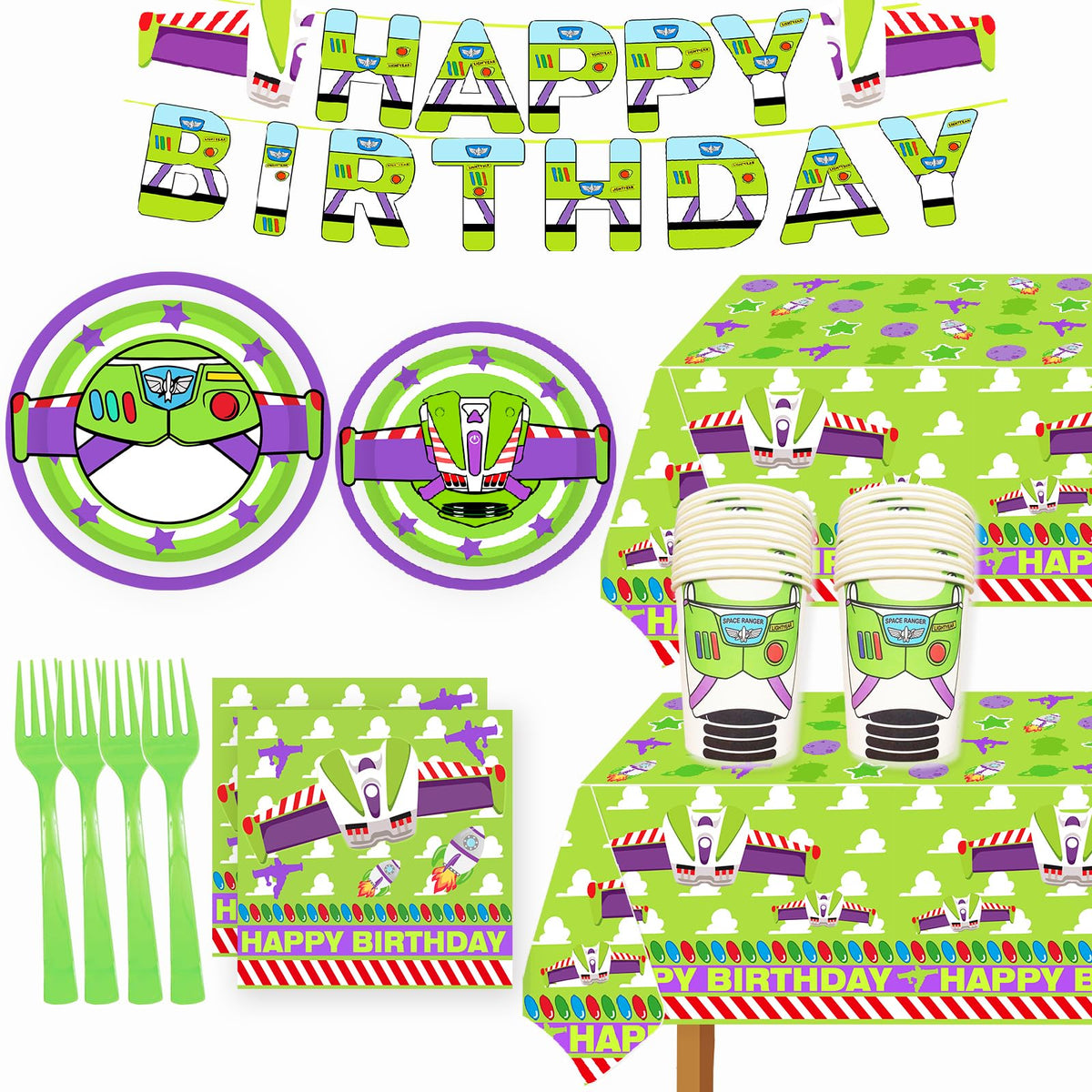 Generic Light-Inspired Banner decor brightens birthday celebrations with a cohesive purple theme