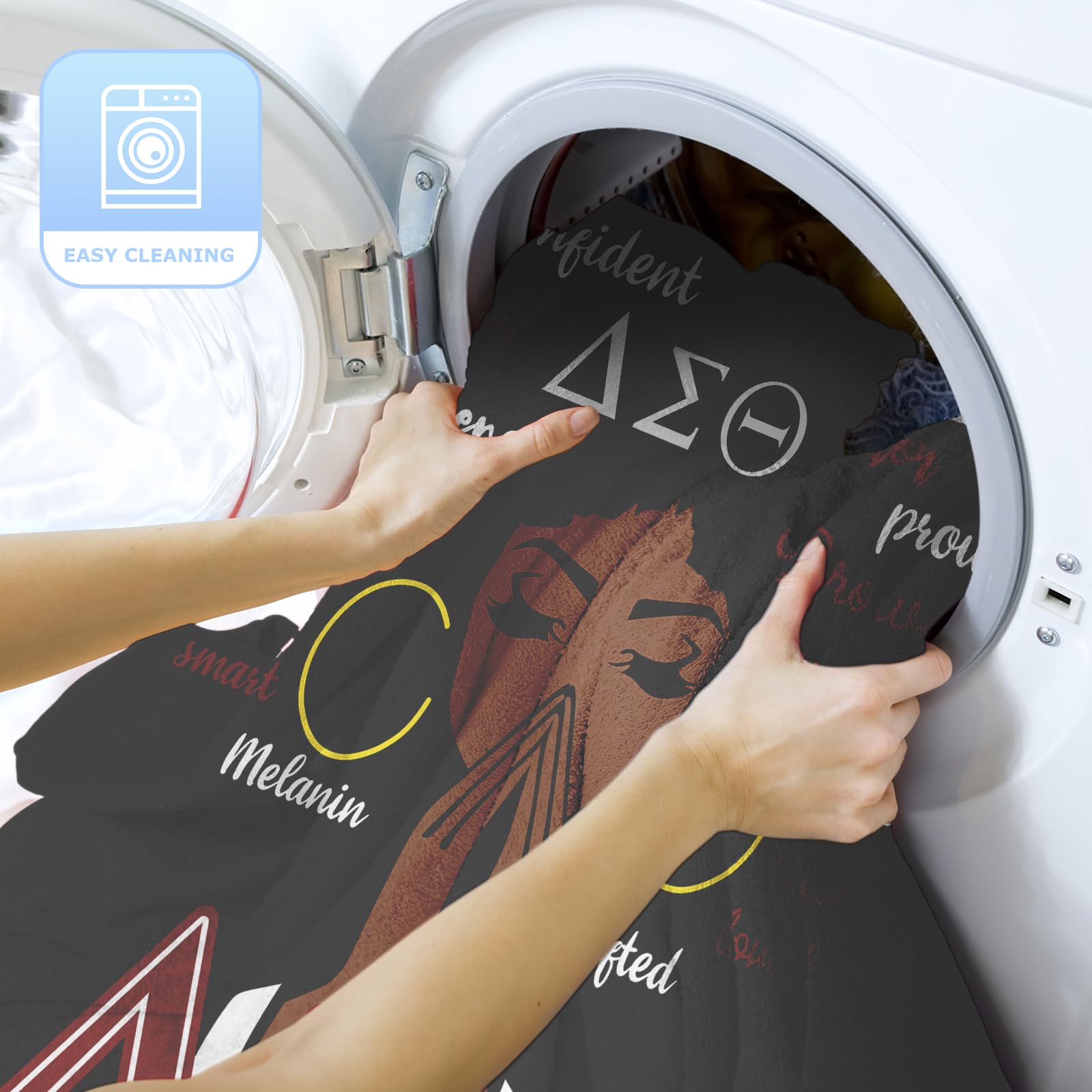 Machine washable care label indicating easy cleaning.