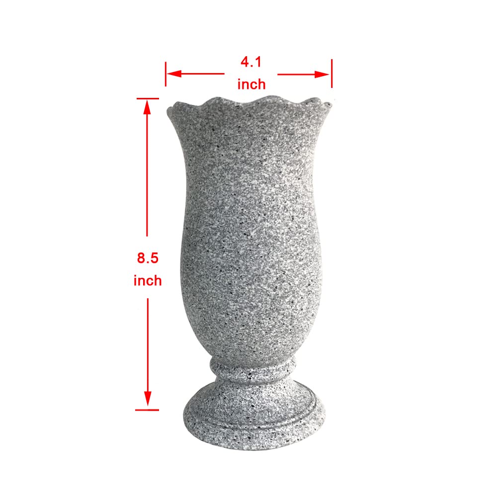 Generic marble-gray grave vase ideal for tombstone harmony and turf blending.